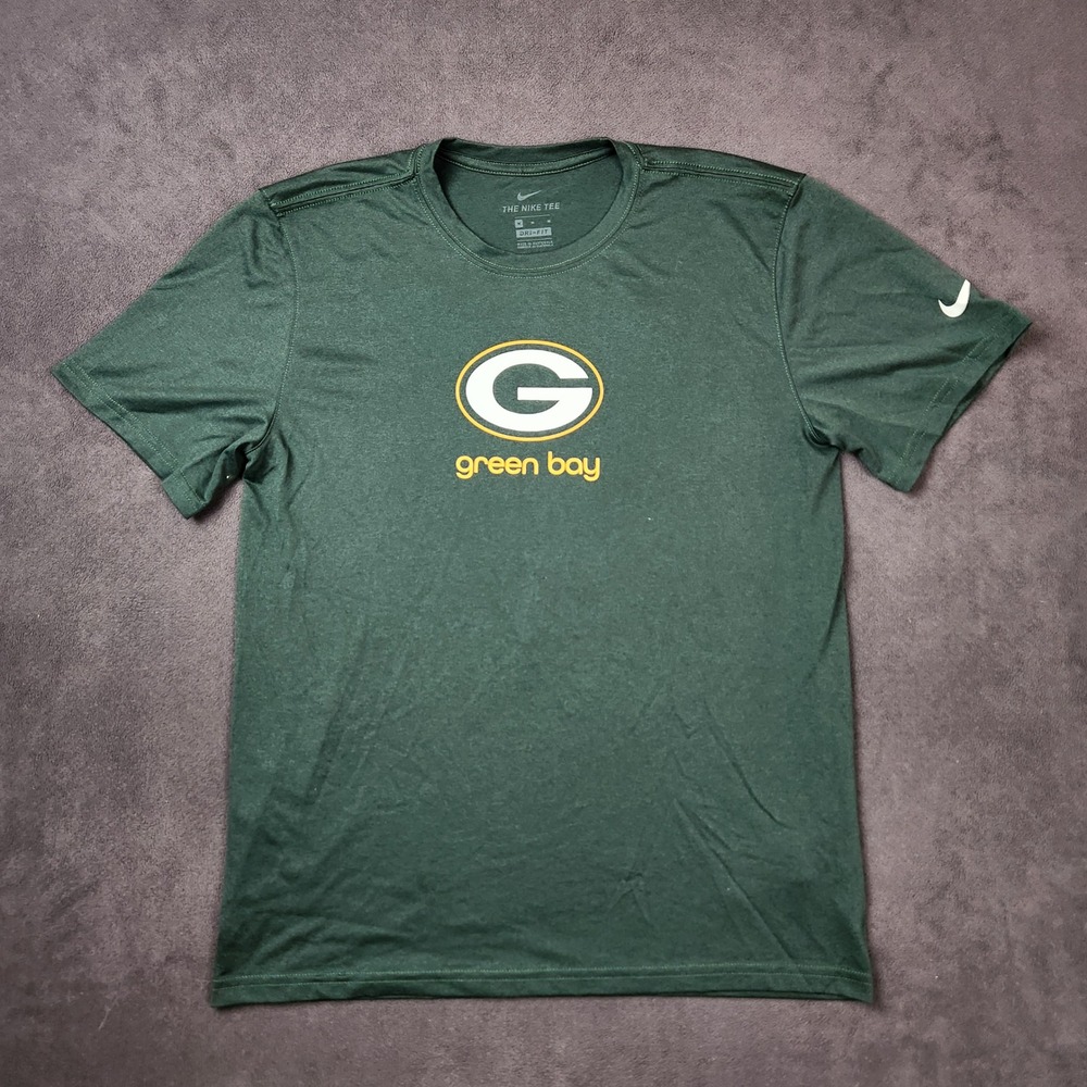 Green Bay Packers Nike Dri Fit‎ Shirt Mens Medium Green Graphic Performance Tee